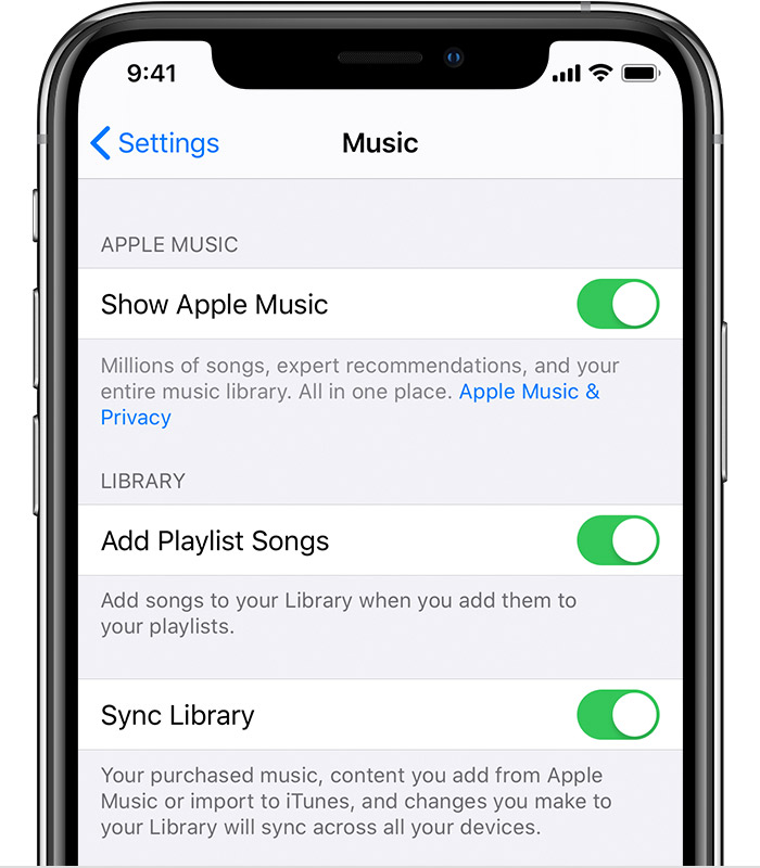 Turn on the Show Apple Music option